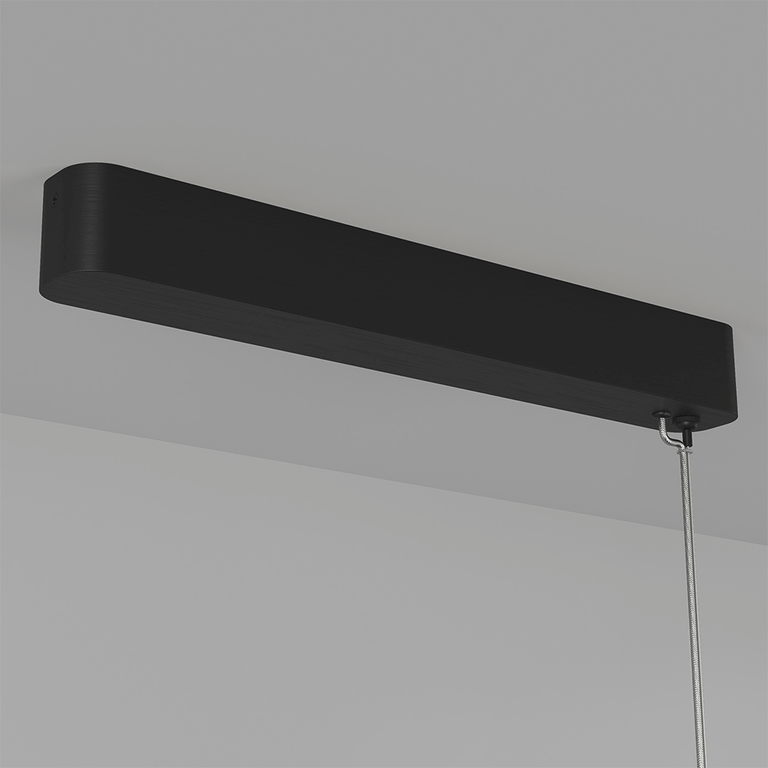 Edge LED Linear Pendant Iron / Clear Ribbed