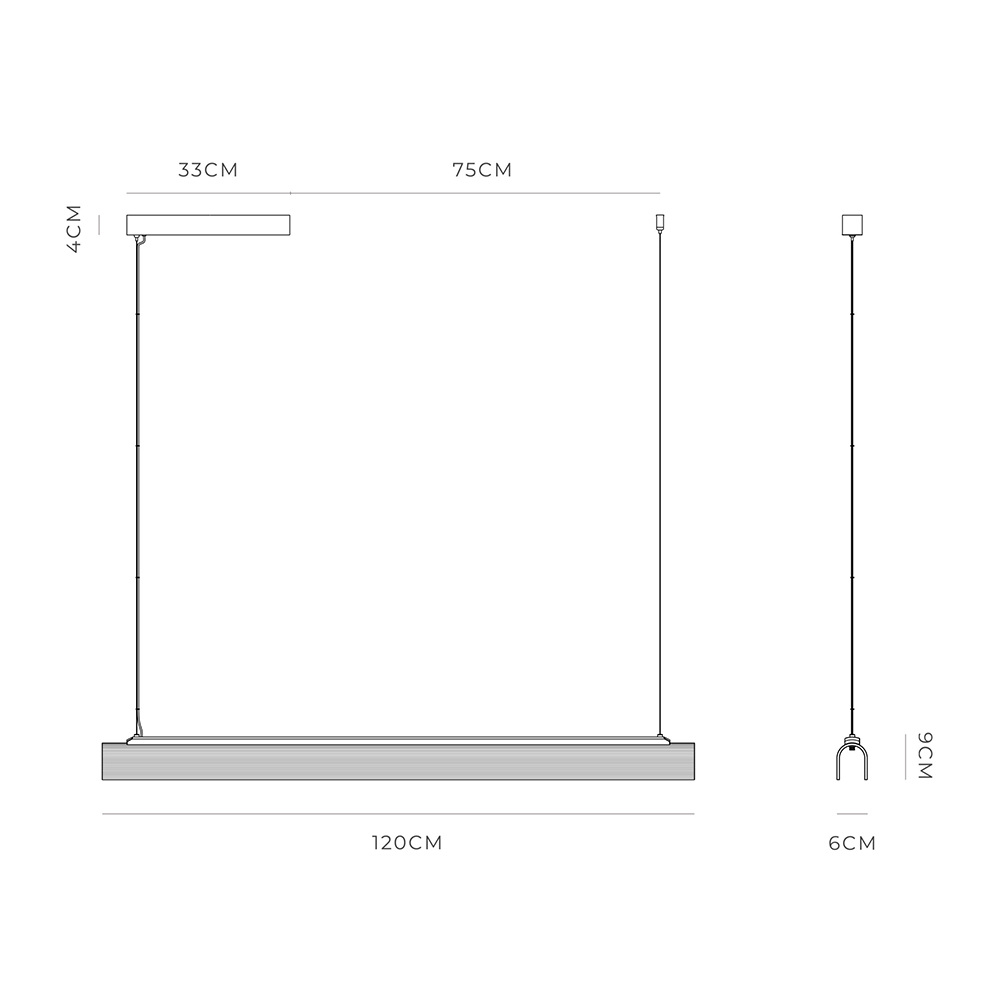 Edge LED Linear Pendant Iron / Frosted Ribbed