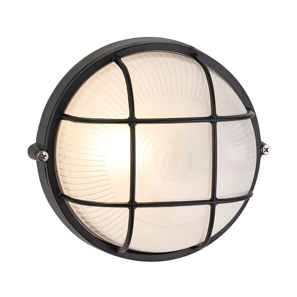 Duro Round Caged Outdoor Bunker Light Black - LLOL023BK