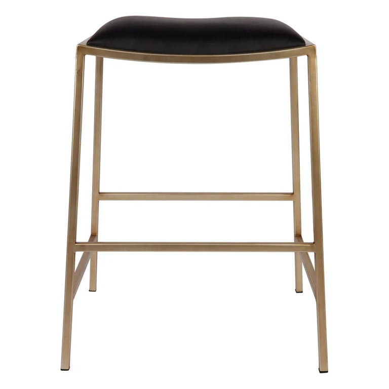Kai Kitchen Stool Vegan Leather Black / Gold - 32864
