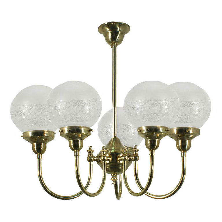 Luke 5 Light Pendant Polished Brass with Sheffield - LOI3000191A