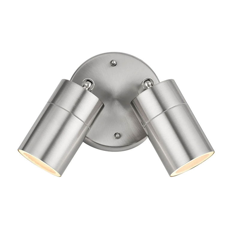 Zyven 2 Light Adjustable LED Outdoor Wall Spotlight Polished Silver / Tri-Colour - LLOL037S