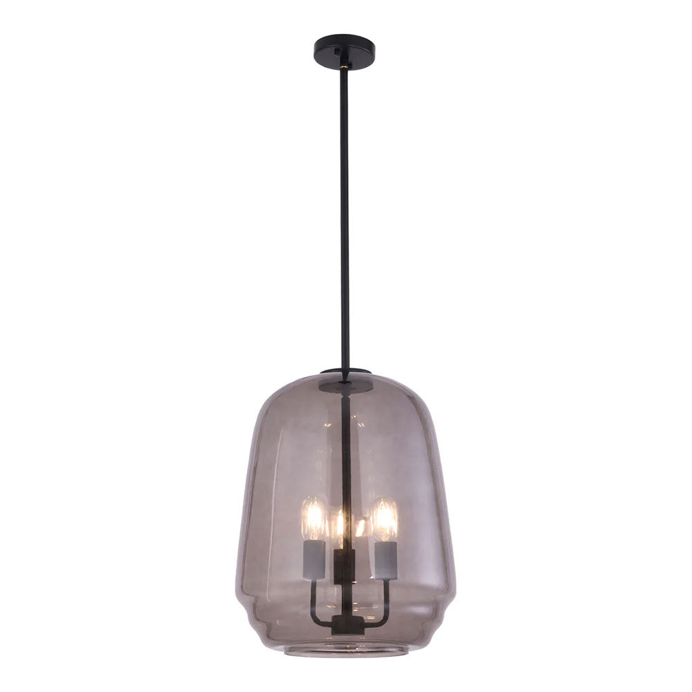Cuad Interior Smokey Black Round Pyramid Glass Shade Pendant - CUAD1