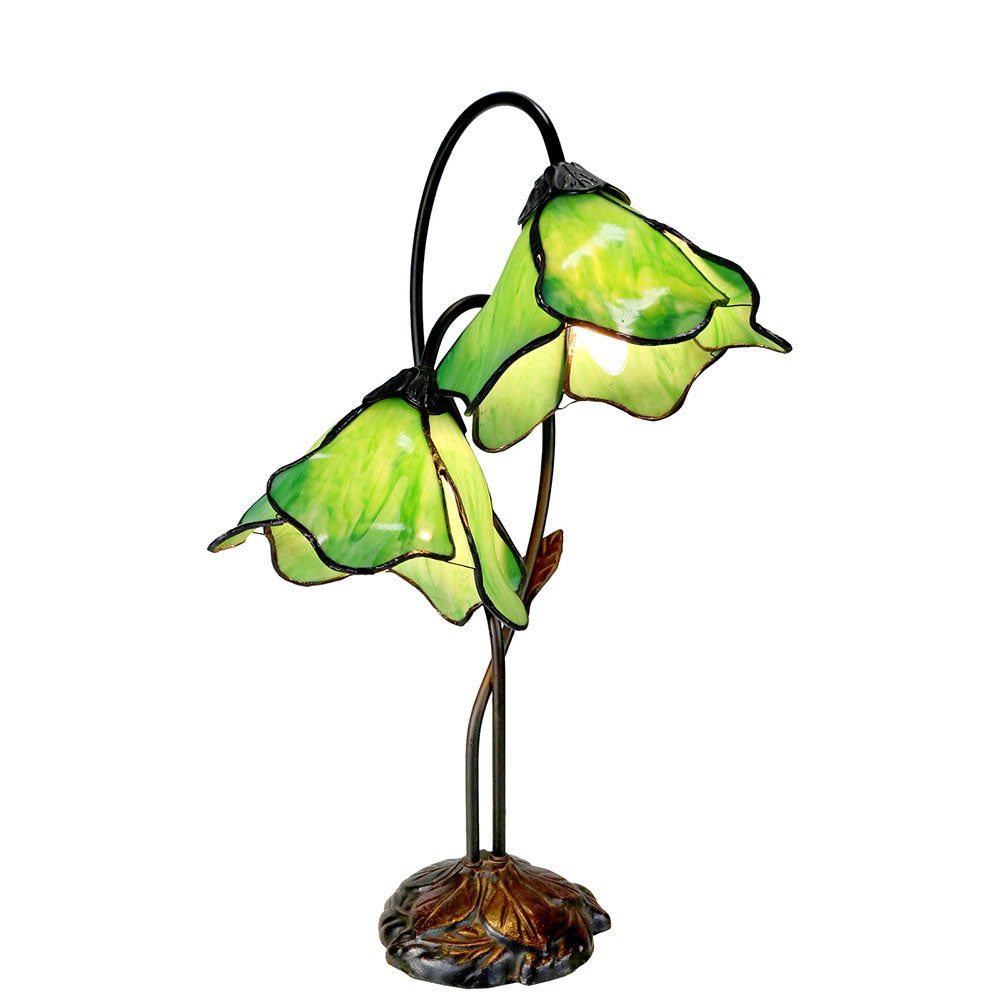 Twin Lotus Tiffany Table Lamp Green - TL-AL-8GR