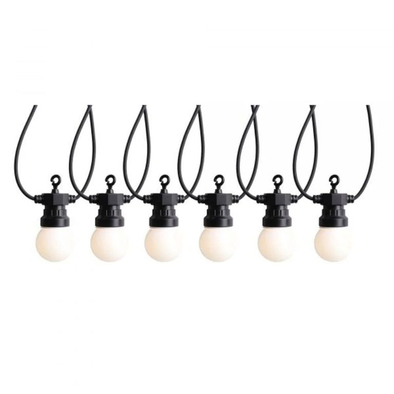 Festoon 20 Light 24V LED Hanging Light Kit Black / Warm White IP44 Opal - LL001FS01