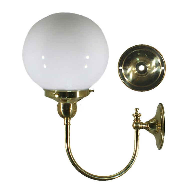Luke Wall Light Polished Brass with 6'' Opal Gloss Sphere - LOI3000186A