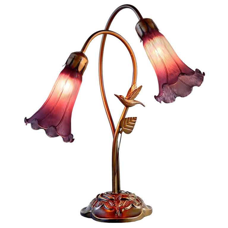Twin Hummingbird Lily Tiffany Lamp Purple - TLAH-002-PB