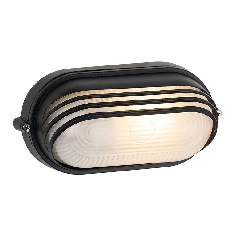 Virell Oval Louvered Outdoor Bunker Light Black - LLOL025BK