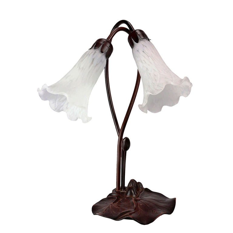 Twin Lily Tiffany Table Lamp White - TLA1-002-WT