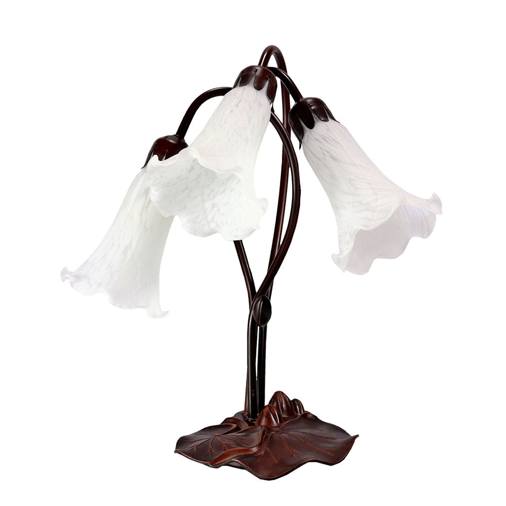 Triple Lily Tiffany Table Lamp White - TLA1-006-WT