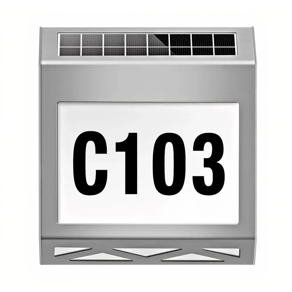 Modern Solar House Number Stainless Steel / Cool White - SLDIHN2/SS-CW