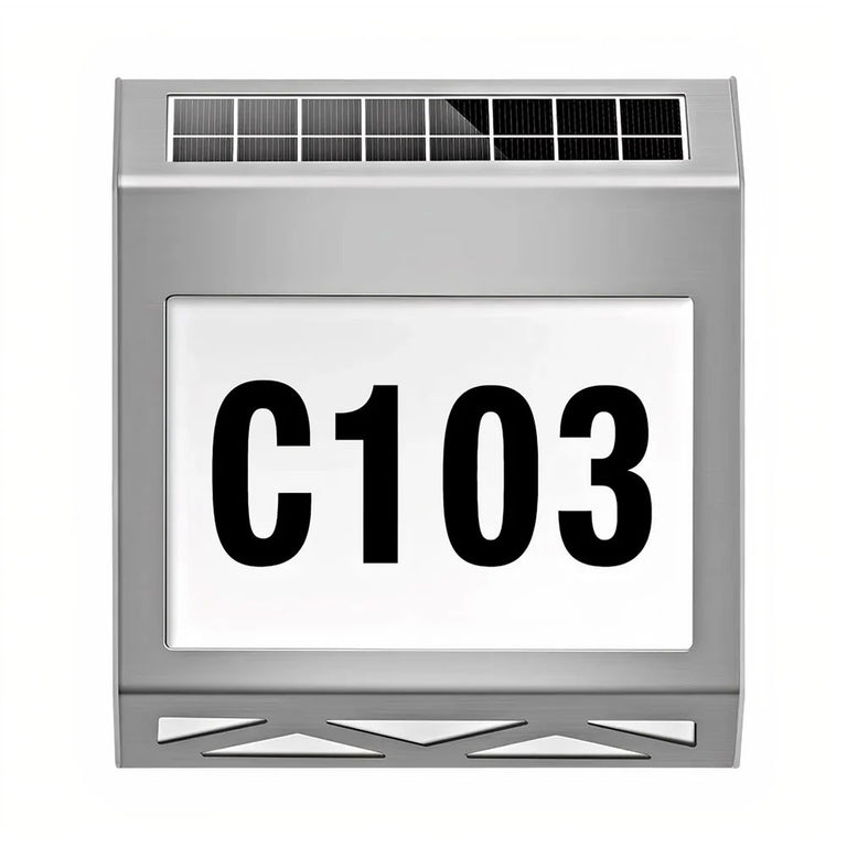 Modern Solar House Number Stainless Steel / Cool White - SLDIHN2/SS-CW