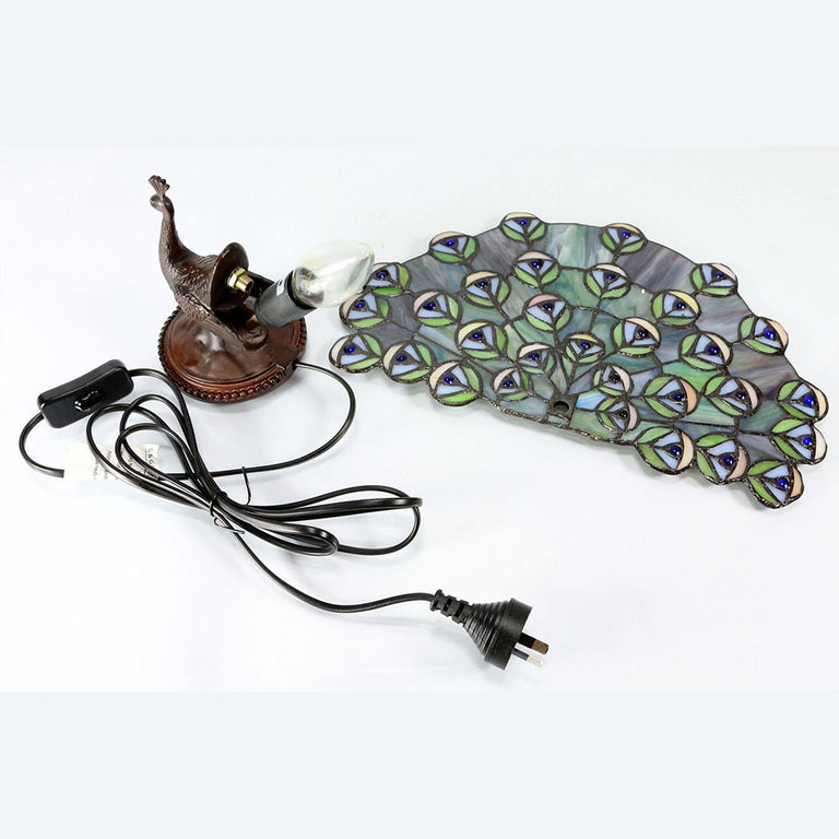 Peacock Tiffany Table Lamp Blue Turquoise - TL-QN2816