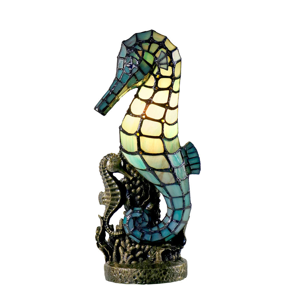 Seahorse Tiffany Table Lamp Blue Turquoise - TL-N14623