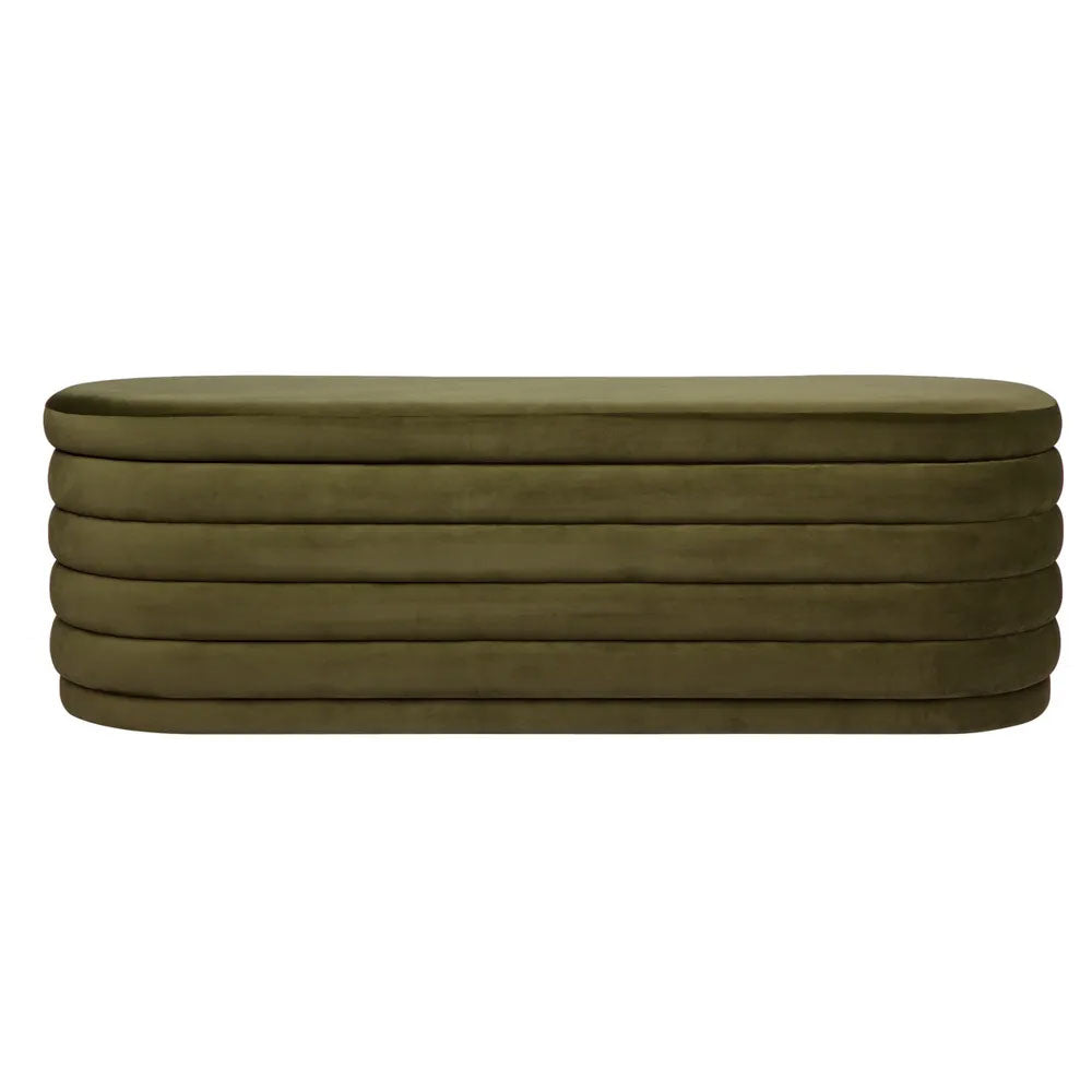 Demi Storage Bench Ottoman Olive Velvet - 32862