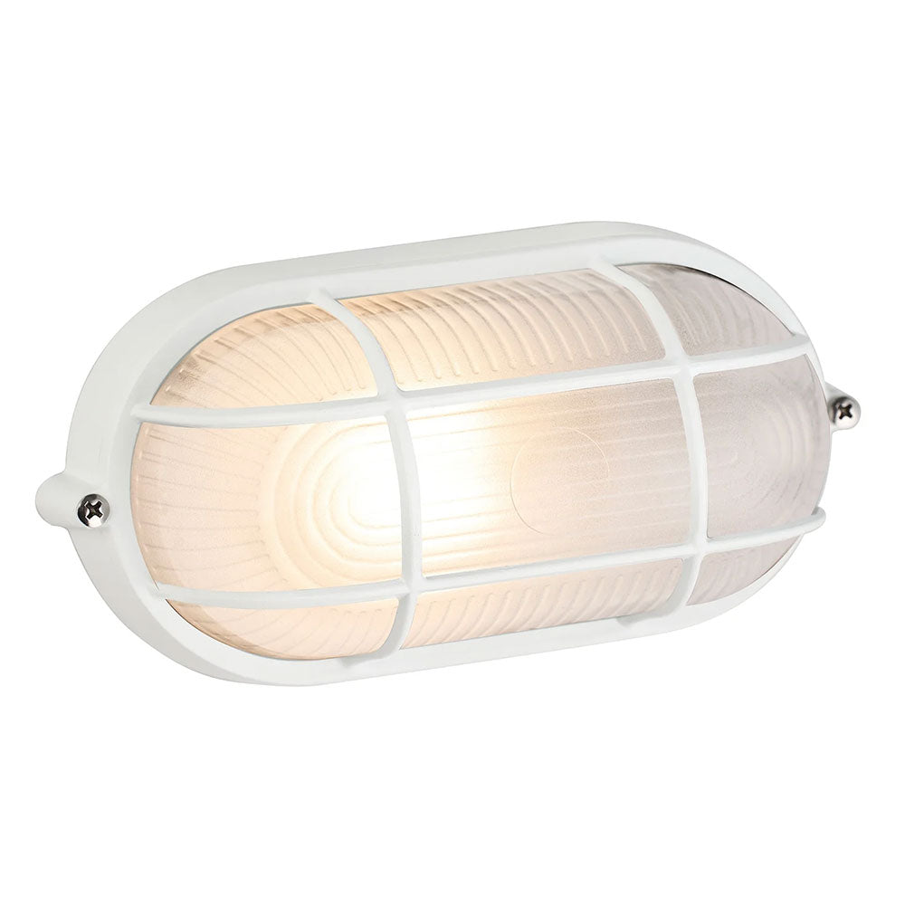 Rhelia Oval Caged Outdoor Bunker Light White - LLOL022W