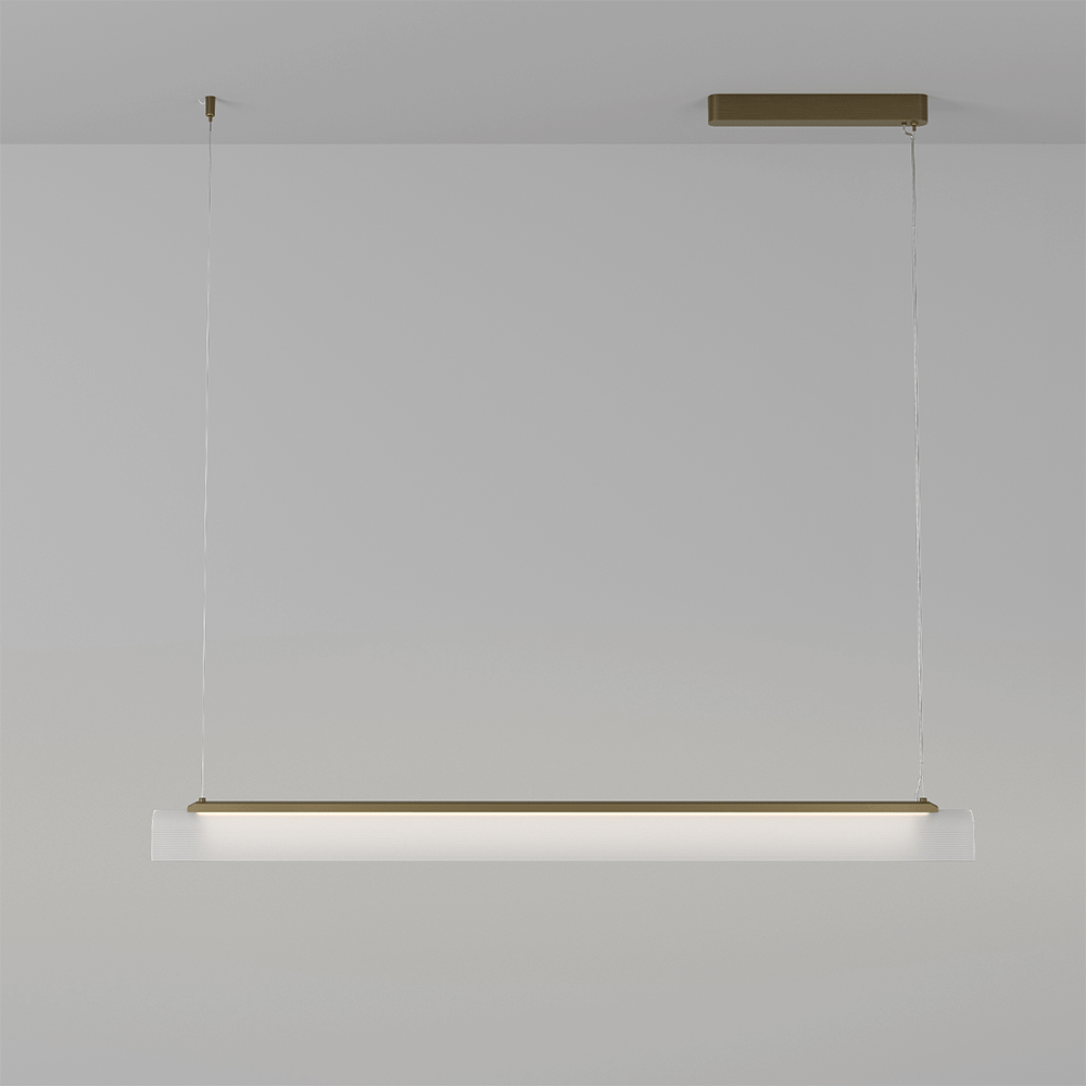 Edge LED Linear Pendant Old Brass / Frosted Ribbed