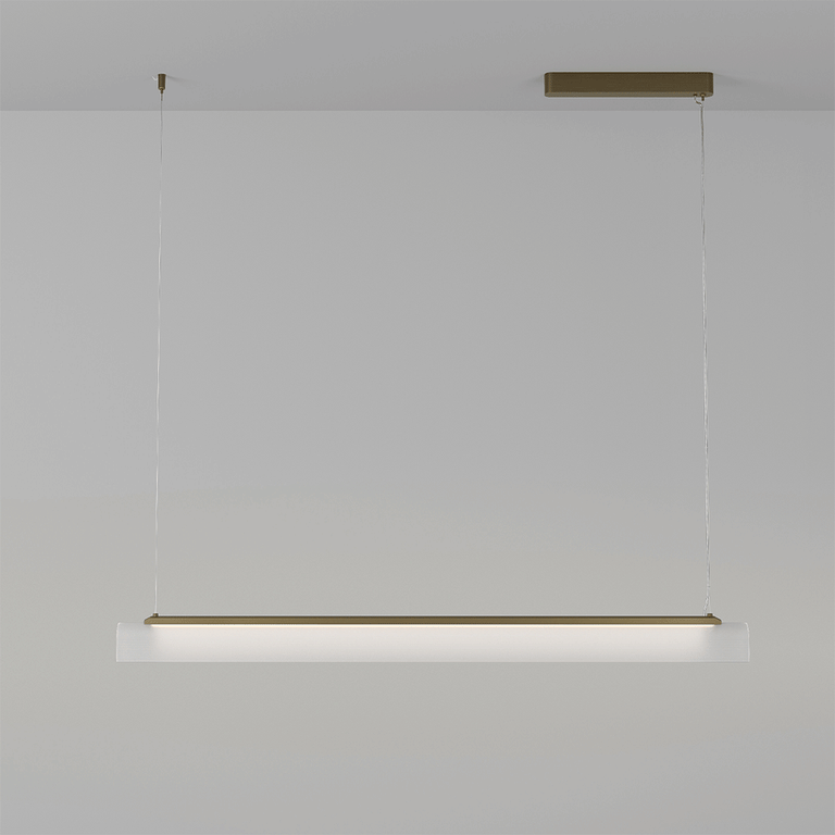 Edge LED Linear Pendant Old Brass / Frosted Ribbed