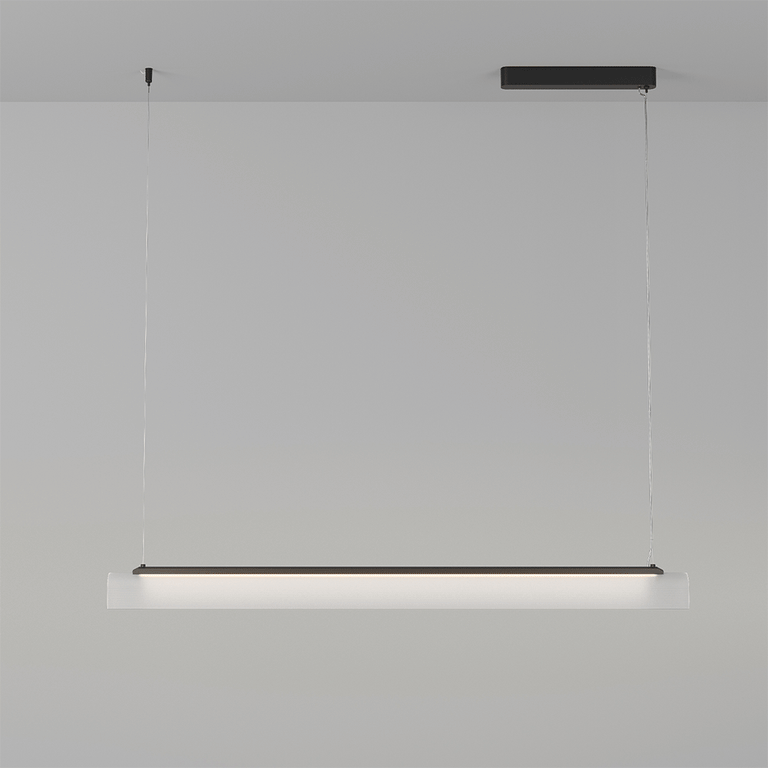 Edge LED Linear Pendant Iron / Frosted Ribbed