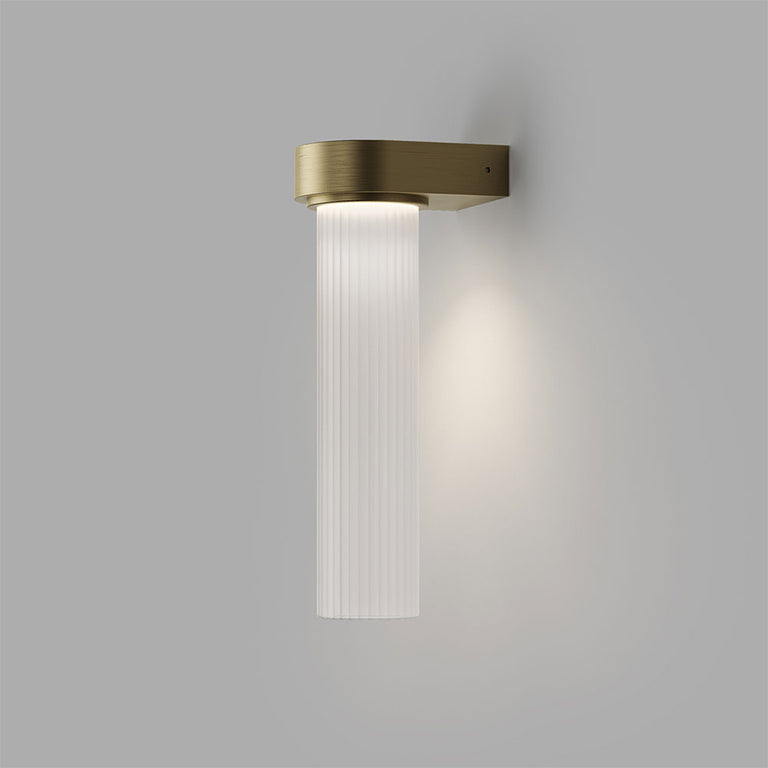 Edge LED Wall Light Old Brass / Frosted Ribbed