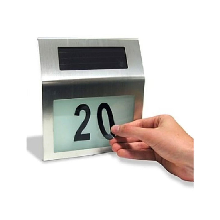 Modern Solar House Number Stainless Steel / Cool White - SLDIHN2/SS-CW