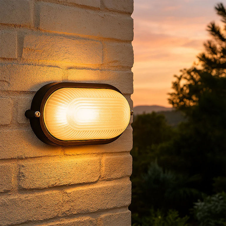 Ezra Oval Outdoor Bunker Light Black - LLOL024BK