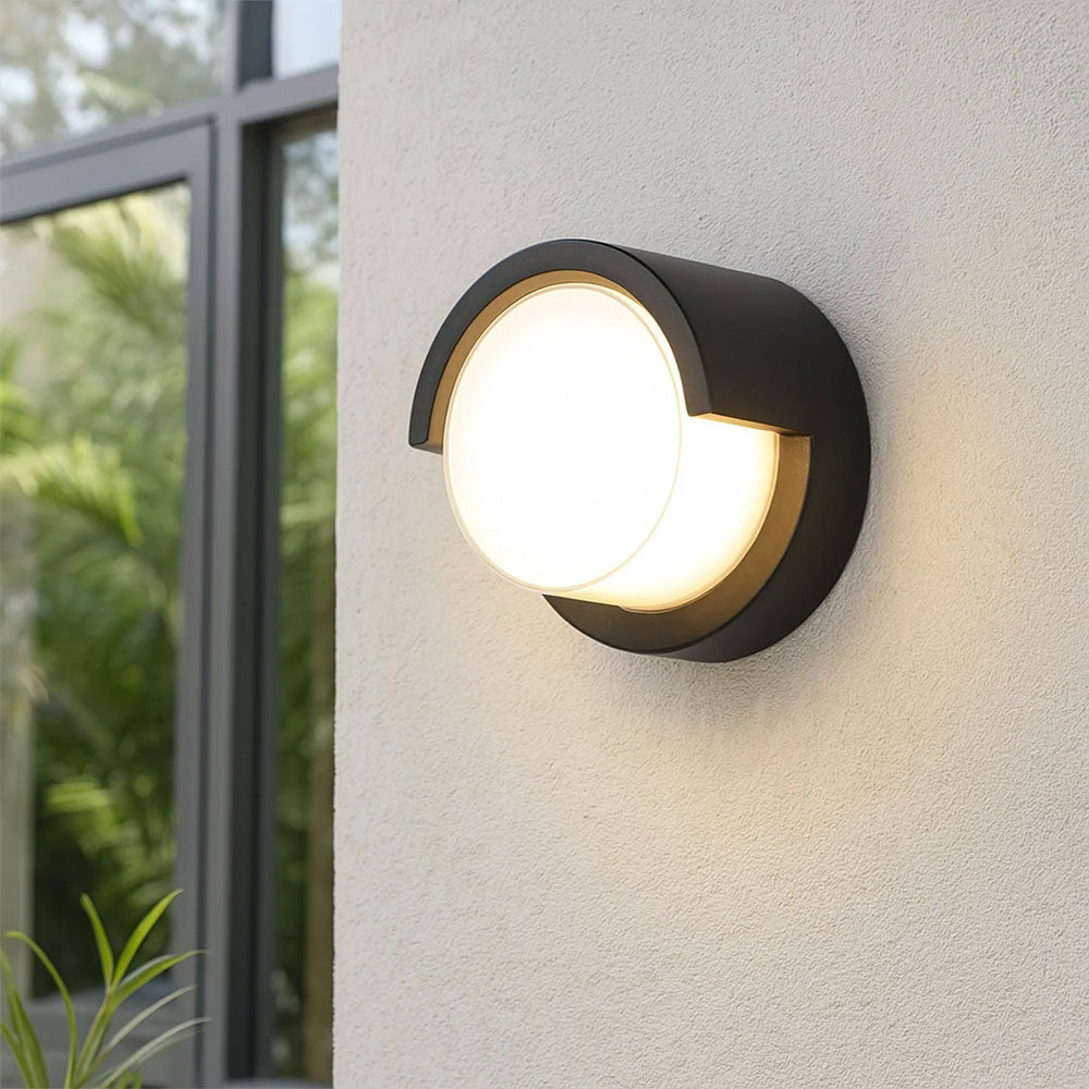 Aven Round CCT LED Outdoor Wall Light Black - LLOL020