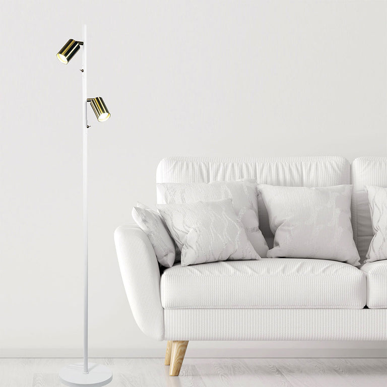 Ponte Adjustable Floor Lamp White / Satin Brass - SL98743SW
