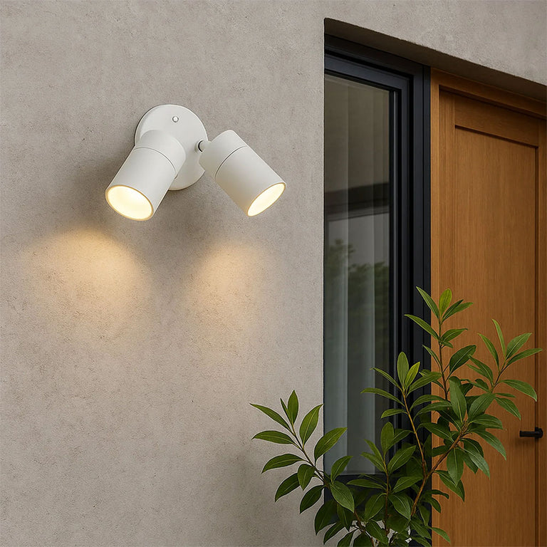 Zyven 2 Light Adjustable LED Outdoor Wall Spotlight White / Tri-Colour - LLOL037W