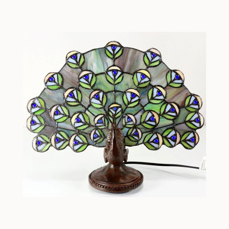 Peacock Tiffany Table Lamp Blue Turquoise - TL-QN2816