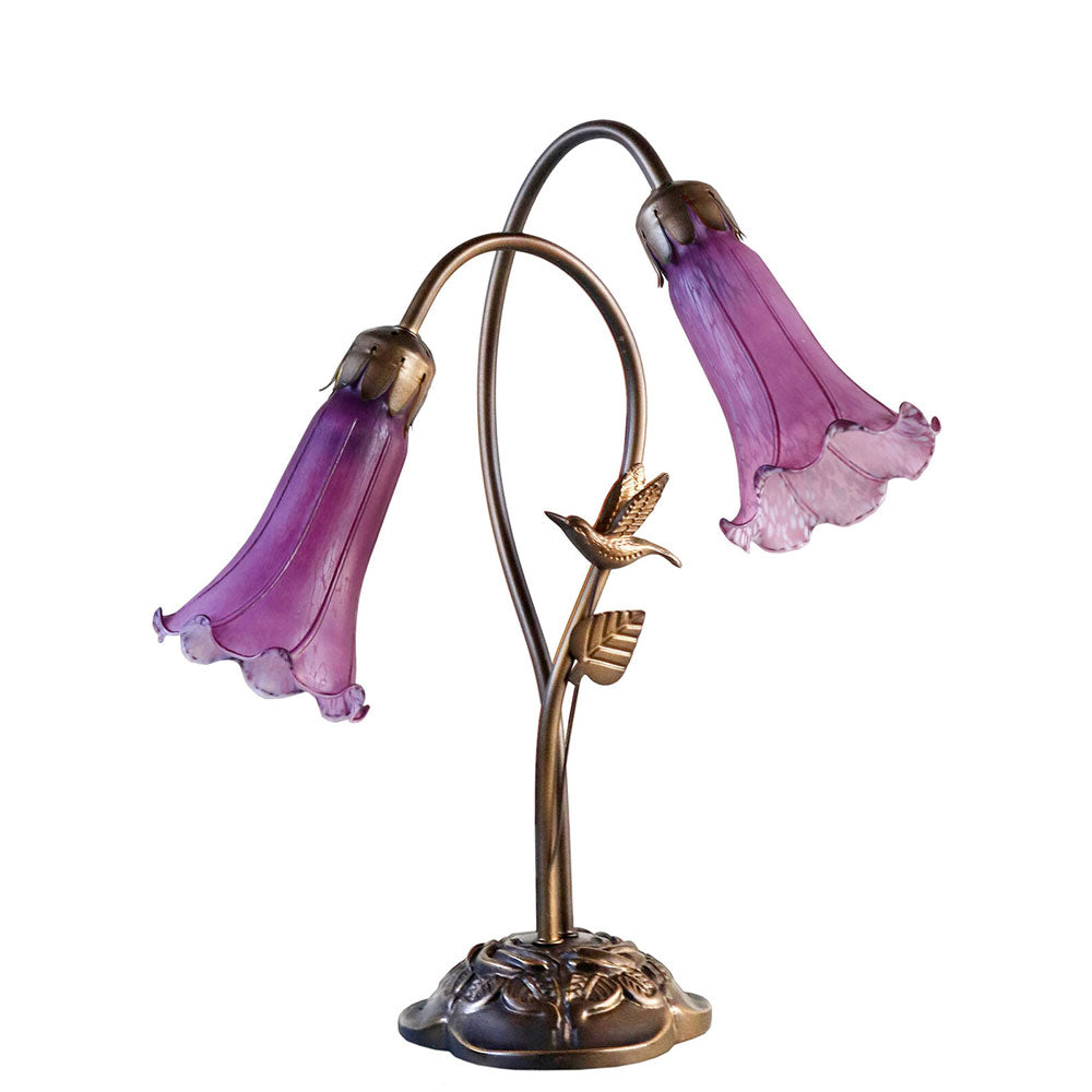 Twin Hummingbird Lily Tiffany Lamp Purple - TLAH-002-PB
