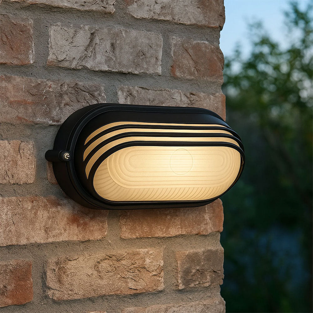 Virell Oval Louvered Outdoor Bunker Light Black - LLOL025BK