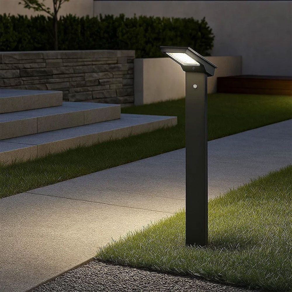 Elegant Solar LED Bollard Light With PIR Black - SLDBL0028-PIR