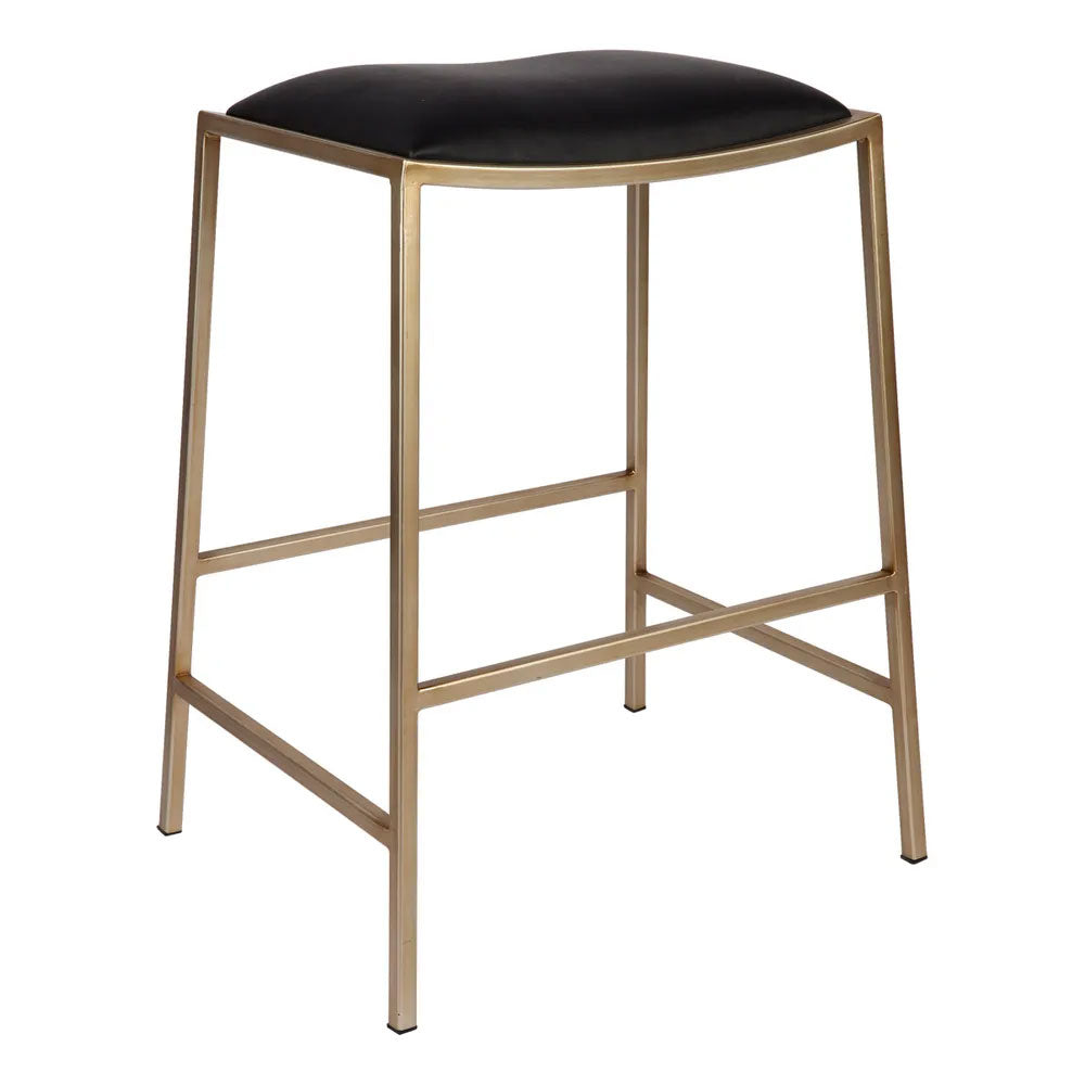 Kai Kitchen Stool Vegan Leather Black / Gold - 32864