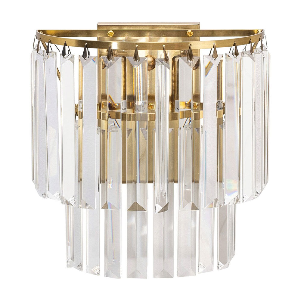 Celestial 2 Light 2 Tier Crystal Glass Wall Bracket Satin Brass - LOI1001601