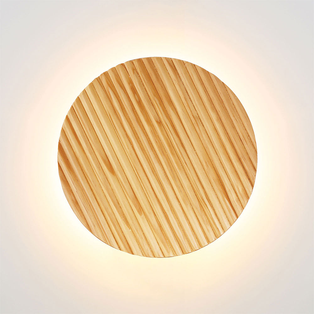 Dot.25 14W LED Dimmable Wall Light Scalloped Wood Natural / Tri-Colour - OL53201/25SW