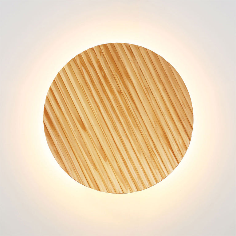Dot.25 14W LED Dimmable Wall Light Scalloped Wood Natural / Tri-Colour - OL53201/25SW