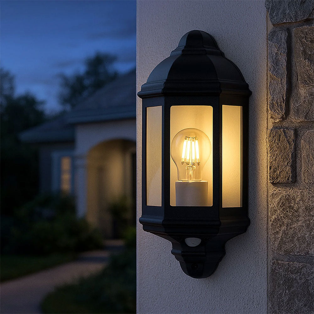 Avara Outdoor Wall Sconce With Sensor Black - LLOL041BK