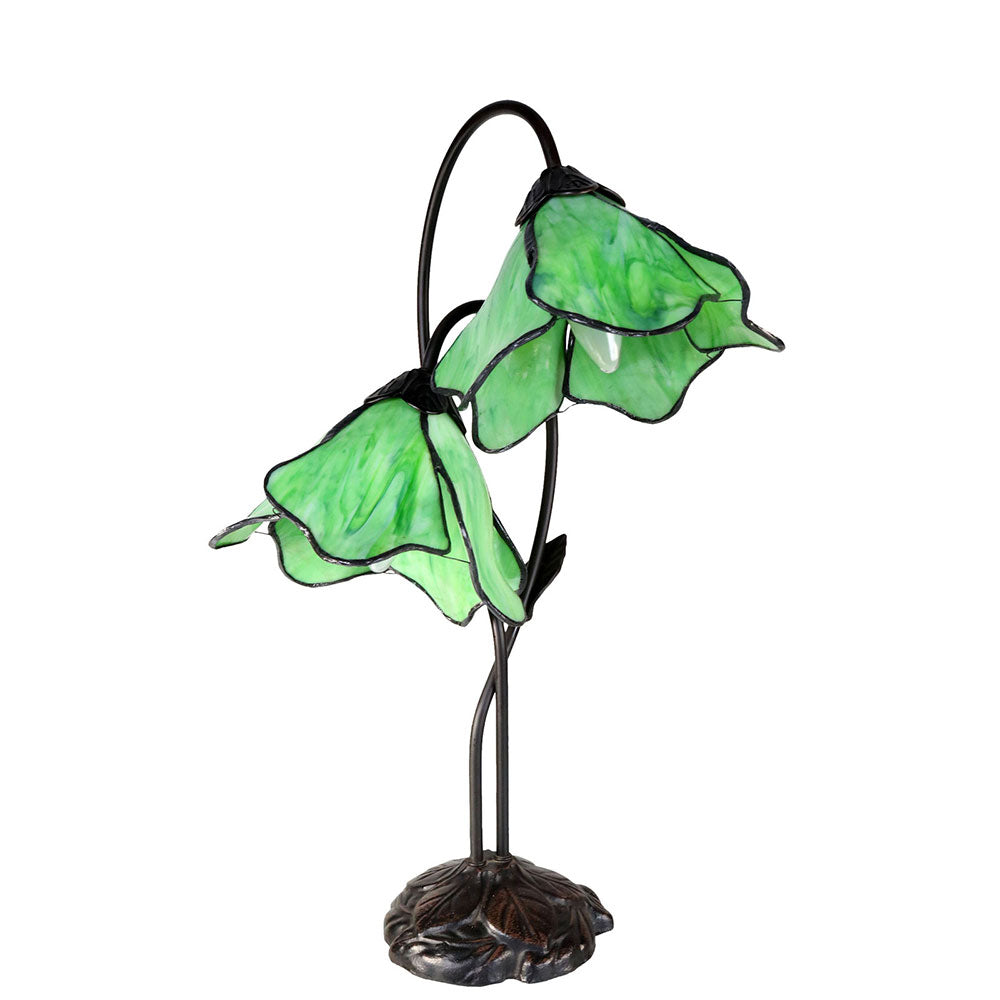 Twin Lotus Tiffany Table Lamp Green - TL-AL-8GR
