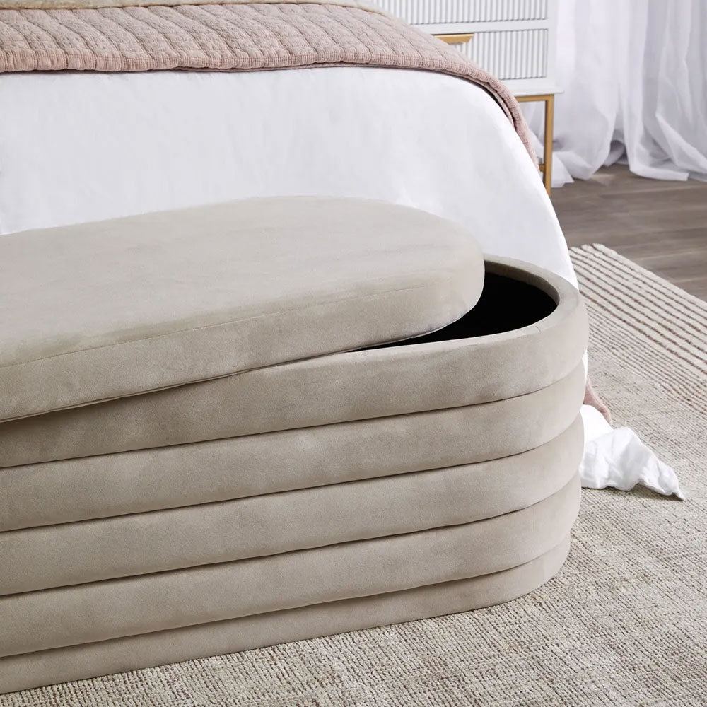 Demi Storage Bench Ottoman Nude Velvet - 32860