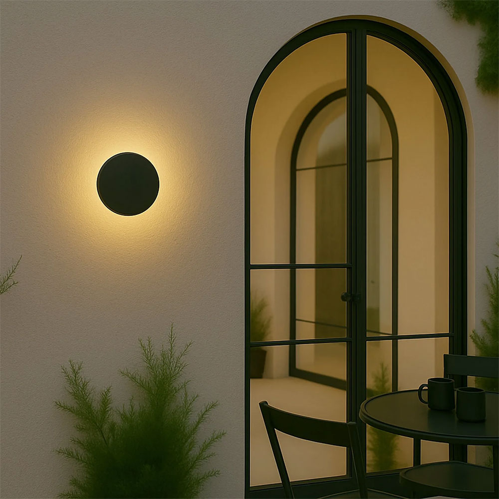 Orlan 120mm LED Colour-Shifting Disc Wall Sconce Black Small - LLOL043BK