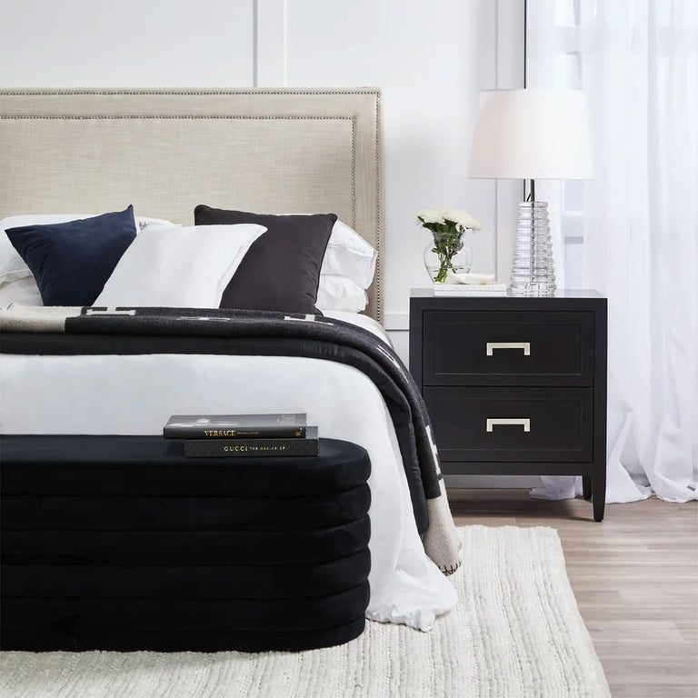 Demi Storage Bench Ottoman Black Velvet - 32859