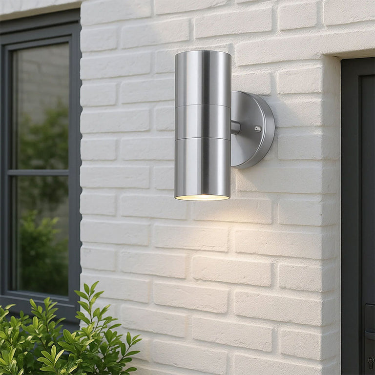 Zyven 2 Light Up and Down LED Outdoor Wall Light Polished Silver / Tri-Colour - LLOL033S
