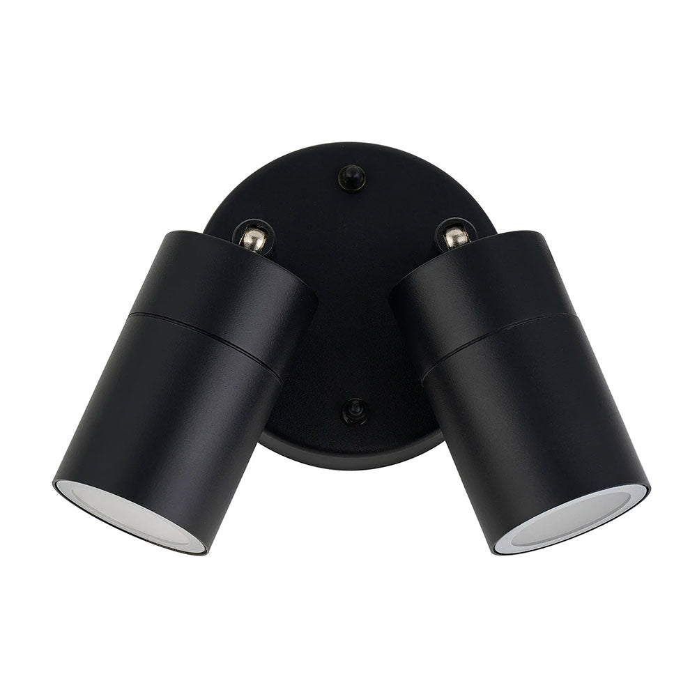 Zyven 2 Light Adjustable LED Outdoor Wall Spotlight Black / Tri-Colour - LLOL037BK