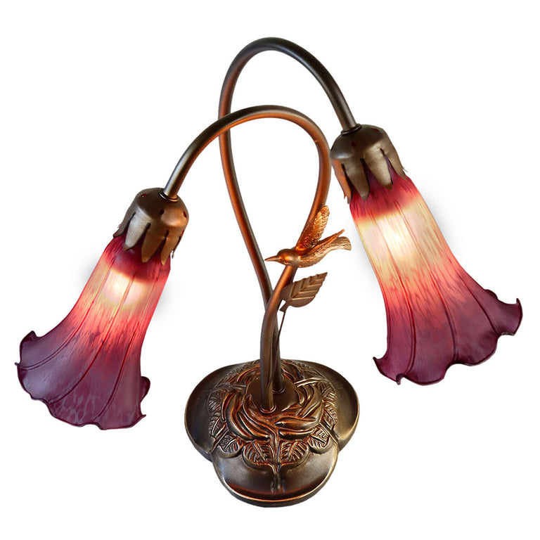 Twin Hummingbird Lily Tiffany Lamp Purple - TLAH-002-PB
