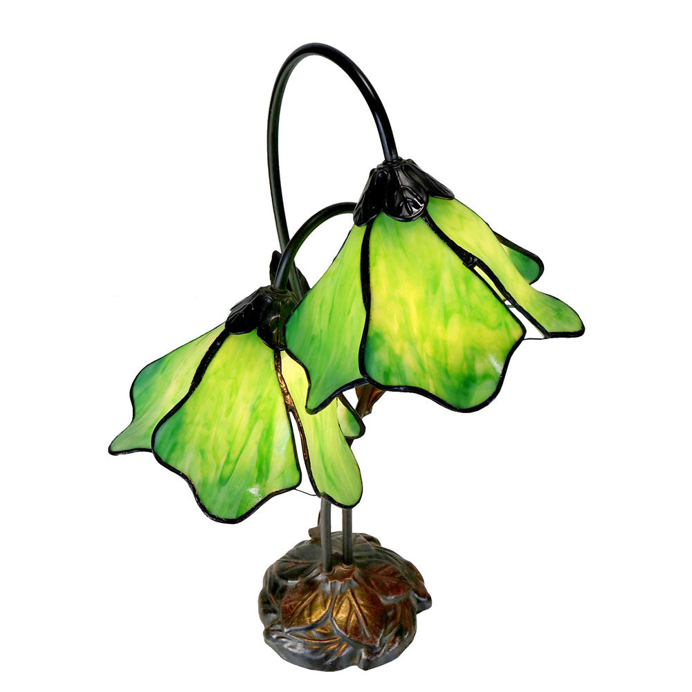 Twin Lotus Tiffany Table Lamp Green - TL-AL-8GR