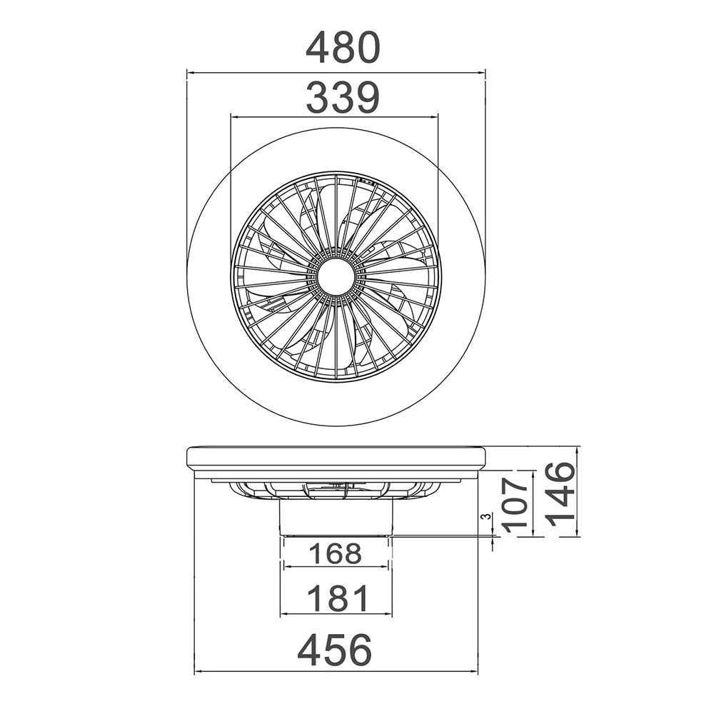 Viftu Interior Low Profile DC Surface Mounted Ceiling Fan with LED Tri-CCT Light - VIFTU1