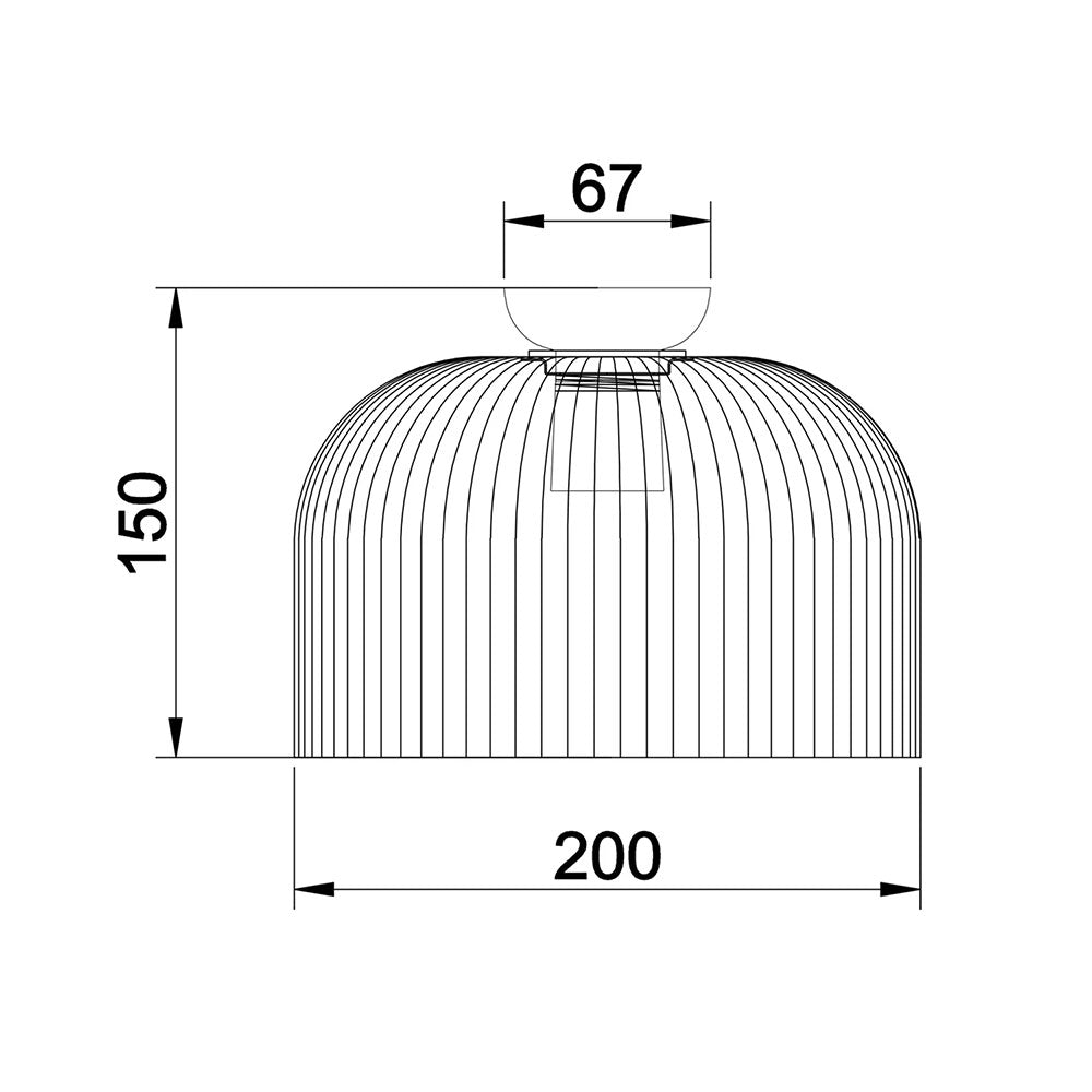 Diyvintaj DIY Dome Ribbed Glass Batten Ceiling Light Clear - DIYVINTAJ6
