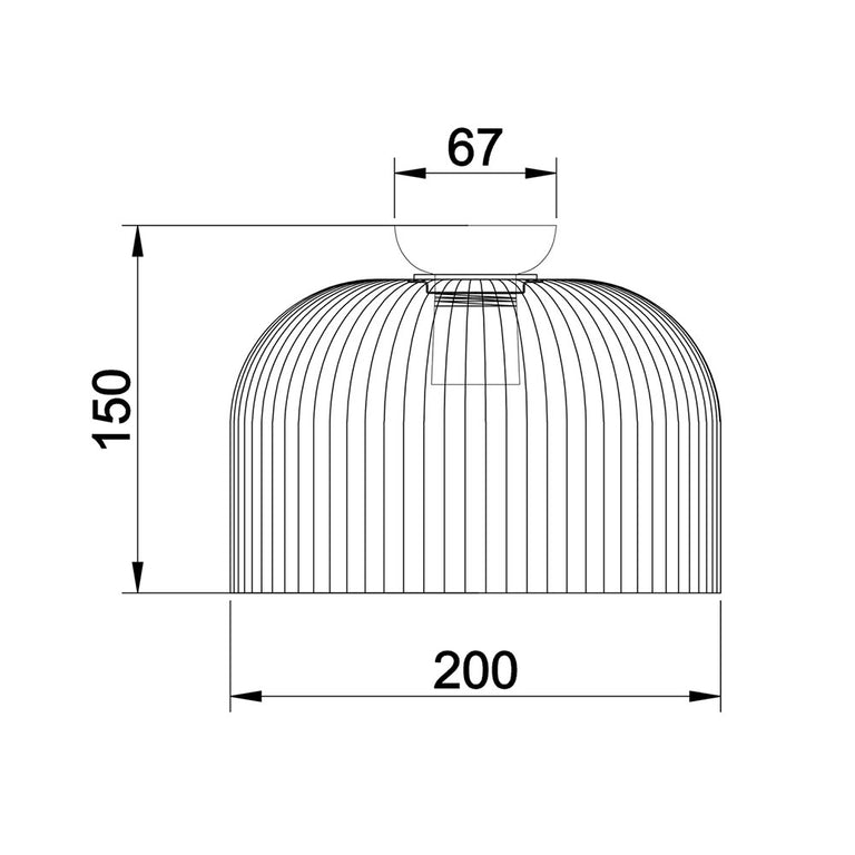 Diyvintaj DIY Dome Ribbed Glass Batten Ceiling Light Clear - DIYVINTAJ6