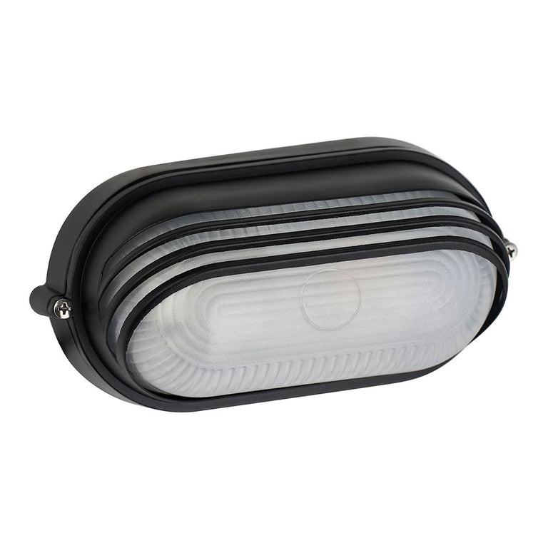 Virell Oval Louvered Outdoor Bunker Light Black - LLOL025BK